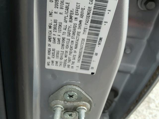 1HGCM66837A073726 - 2007 HONDA ACCORD EX SILVER photo 10