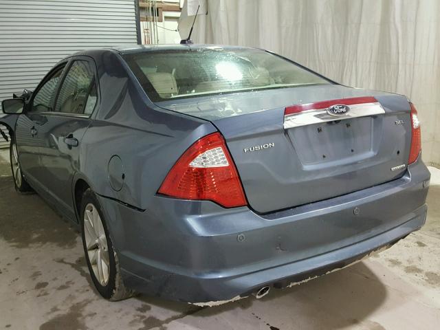 3FAHP0JG3CR431307 - 2012 FORD FUSION SEL BLUE photo 3