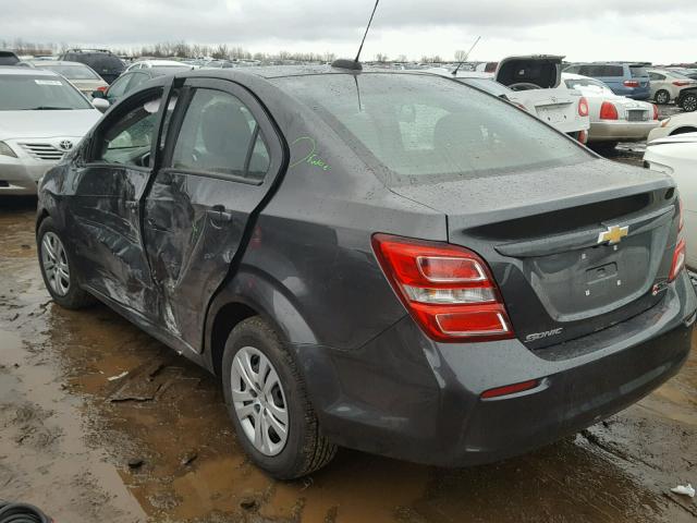 1G1JB5SH6H4131798 - 2017 CHEVROLET SONIC LS GRAY photo 3