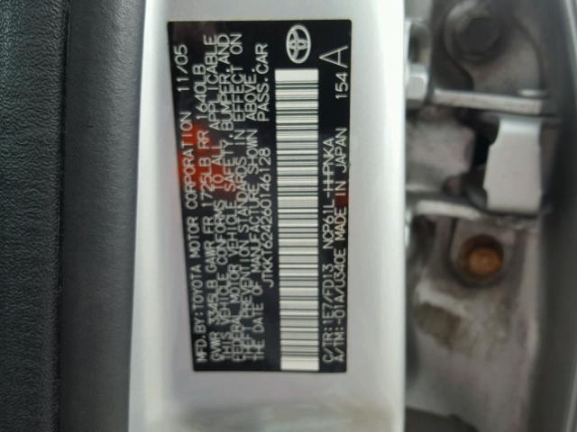 JTKKT624260146128 - 2006 TOYOTA SCION XA SILVER photo 10