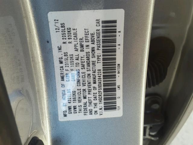 1HGCR2F59DA084208 - 2013 HONDA ACCORD SPO SILVER photo 10