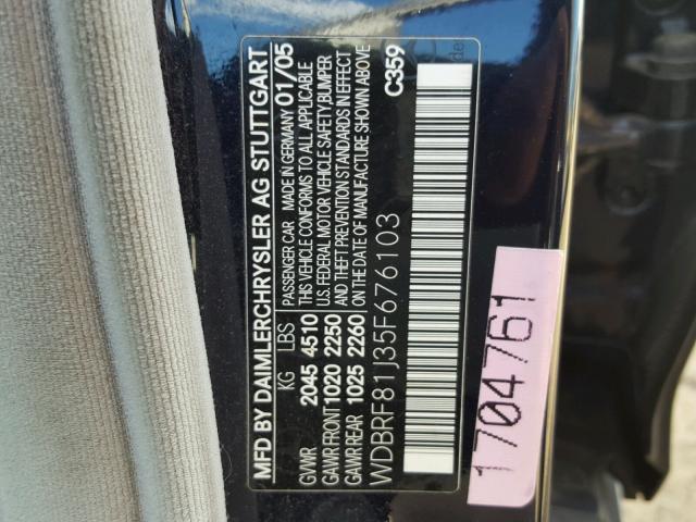 WDBRF81J35F676103 - 2005 MERCEDES-BENZ C 240 4MAT BLACK photo 10