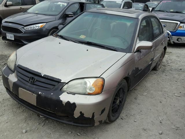 1HGES26742L033067 - 2002 HONDA CIVIC EX BEIGE photo 2