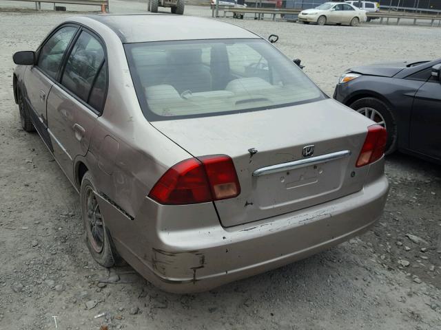 1HGES26742L033067 - 2002 HONDA CIVIC EX BEIGE photo 3