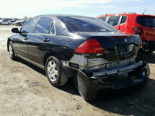 3HGCM56437G709294 - 2007 HONDA ACCORD LX BLACK photo 3