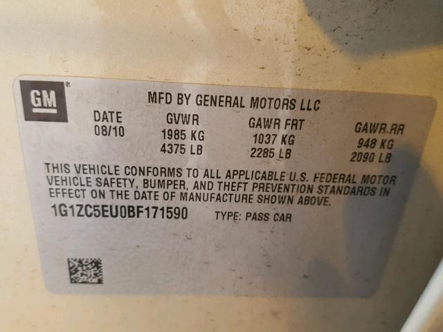 1G1ZC5EU0BF171590 - 2011 CHEVROLET MALIBU 1LT 棕色 照片 10