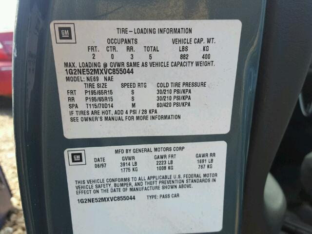 1G2NE52MXVC855044 - 1997 PONTIAC GRAND AM S ტალღისფერი ფოტო 10