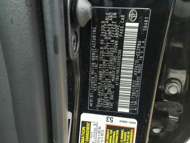 4T1B61HK5JU509266 - 2018 TOYOTA CAMRY XSE BLACK photo 10