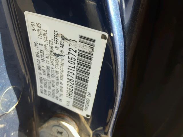 1HGES26731L057276 - 2001 HONDA CIVIC EX ლურჯი ფოტო 10