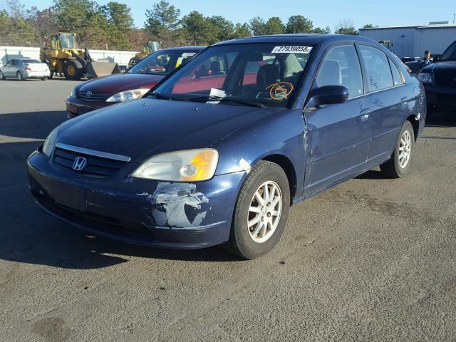 1HGES26731L057276 - 2001 HONDA CIVIC EX ლურჯი ფოტო 2