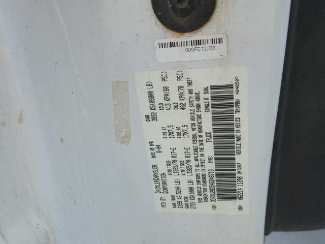 3D7KU28D54G246713 - 2004 DODGE RAM 2500 S WHITE photo 10