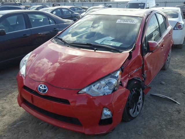 JTDKDTB3XD1040883 - 2013 TOYOTA PRIUS C RED photo 2