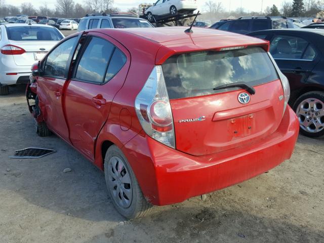 JTDKDTB3XD1040883 - 2013 TOYOTA PRIUS C RED photo 3