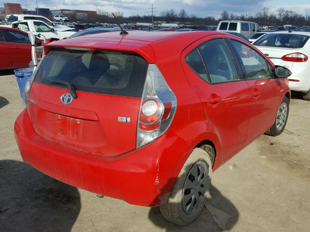 JTDKDTB3XD1040883 - 2013 TOYOTA PRIUS C RED photo 4