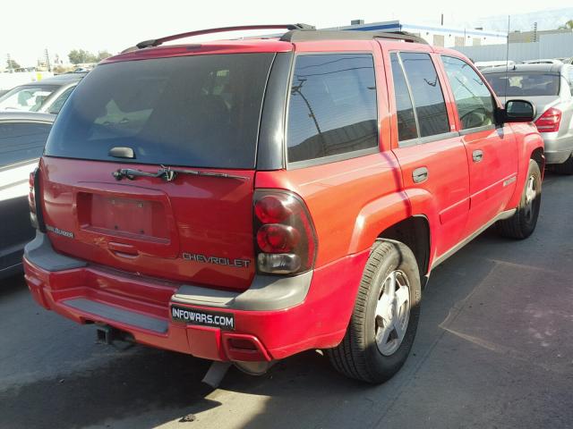 1GNDS13S922444569 - 2002 CHEVROLET TRAILBLAZE RED photo 4