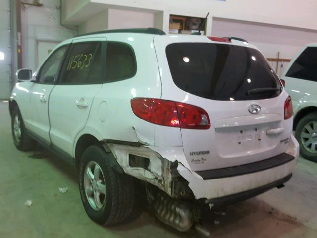 5NMSG73DX8H154268 - 2008 HYUNDAI SANTA FE G WHITE photo 3