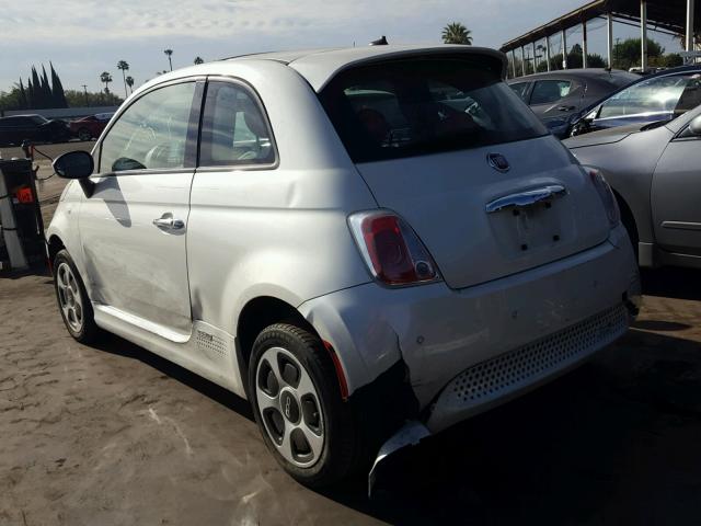 3C3CFFGE4DT740258 - 2013 FIAT 500 ELECTR WHITE photo 3