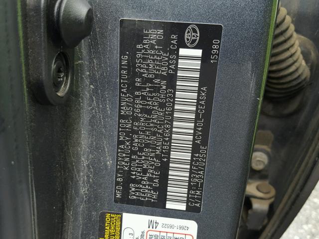 4T1BE46K87U160233 - 2007 TOYOTA CAMRY NEW CHARCOAL photo 10