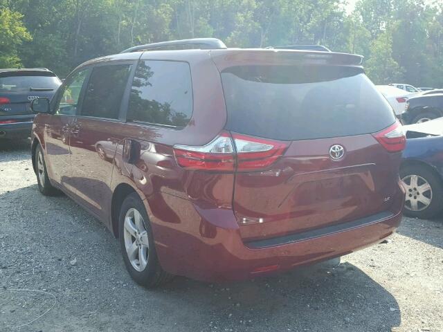 5TDKK3DC7FS616101 - 2015 TOYOTA SIENNA LE RED photo 3