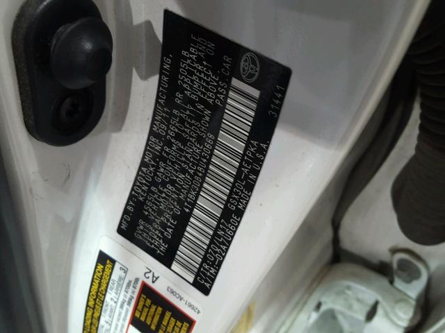 4T1BK3DB4BU430668 - 2011 TOYOTA AVALON BAS WHITE photo 10