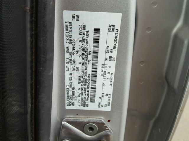 1FMCU9J9XDUC43456 - 2013 FORD ESCAPE TIT SILVER photo 10