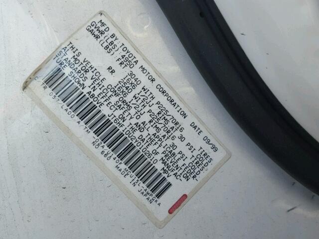 JT6HF10U2Y0102610 - 2000 LEXUS RX 300 WHITE photo 10