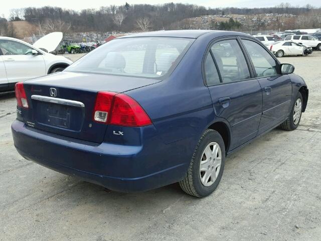 1HGES165X3L025288 - 2003 HONDA CIVIC LX BLUE photo 4