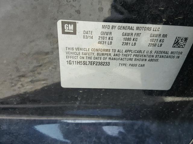 1G11H5SL7EF238233 - 2014 CHEVROLET MALIBU LTZ 黑色 照片 10