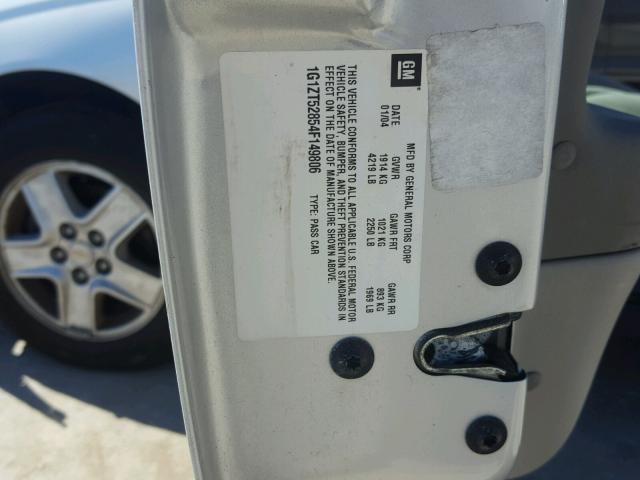 1G1ZT52854F149806 - 2004 CHEVROLET MALIBU LS ვერცხლისფერი ფოტო 10