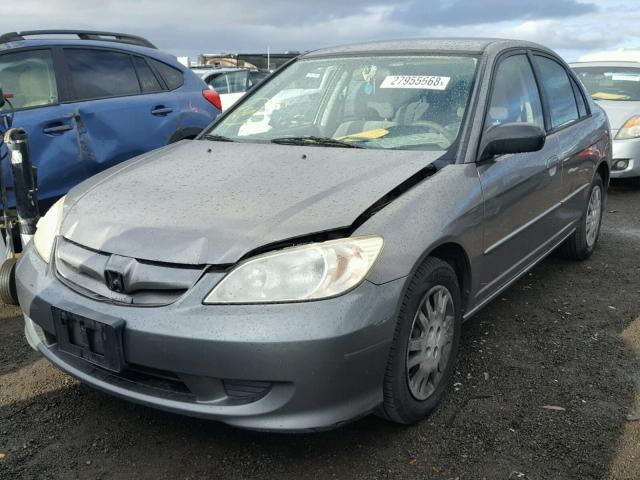 JHMES16575S006302 - 2005 HONDA CIVIC LX GRAY photo 2