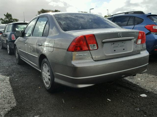 JHMES16575S006302 - 2005 HONDA CIVIC LX GRAY photo 3