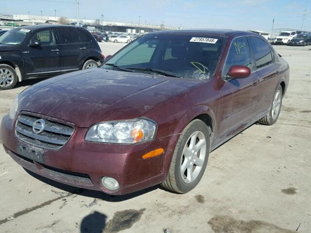 JN1DA31D62T438205 - 2002 NISSAN MAXIMA GLE MAROON photo 2