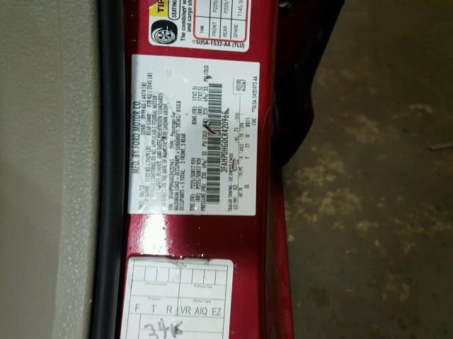 3FAHP0HG0CR420965 - 2012 FORD FUSION SE RED photo 10