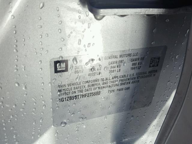 1G1ZB5ST7HF275680 - 2017 CHEVROLET MALIBU LS ვერცხლისფერი ფოტო 10