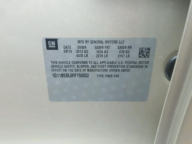 1G11B5SL9FF158032 - 2015 CHEVROLET MALIBU LS 金色 照片 10