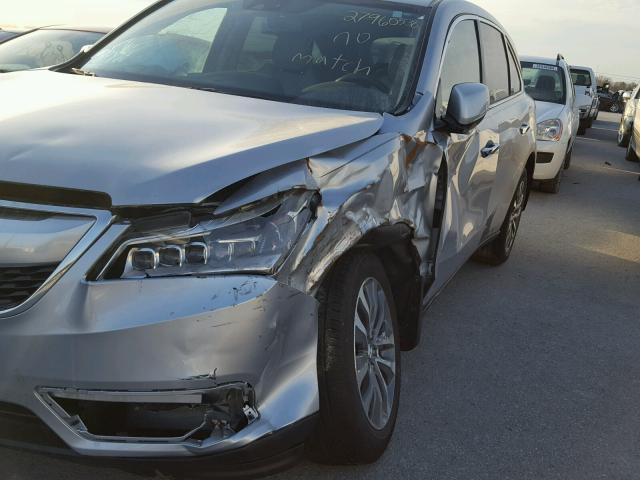 5FRYD4H4XEB045279 - 2014 ACURA MDX TECHNO SILVER photo 9