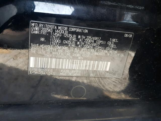 JTMZF31V595000139 - 2009 TOYOTA RAV4 LIMIT BLACK photo 10