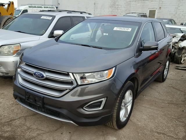 2FMTK4J88FBB95707 - 2015 FORD EDGE SEL GRAY photo 2