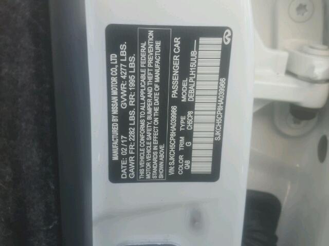 SJKCH5CP8HA039966 - 2017 INFINITI QX30 BASE WHITE photo 10