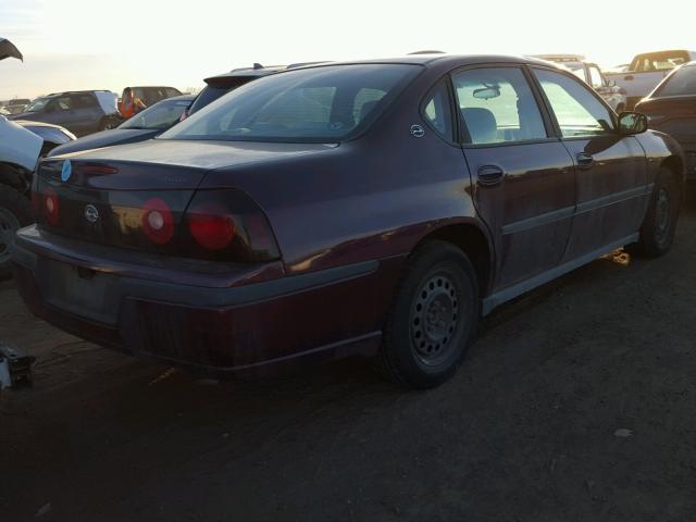 2G1WF52E249325493 - 2004 CHEVROLET IMPALA MAROON photo 4