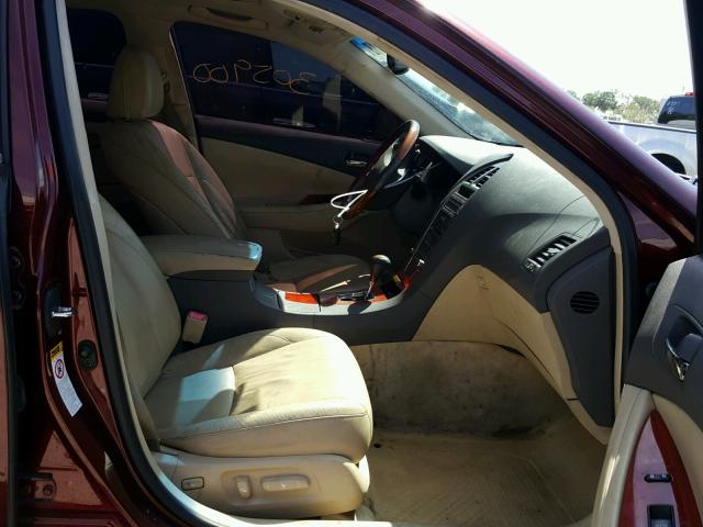 JTHBJ46G972056209 - 2007 LEXUS ES 350 RED photo 5