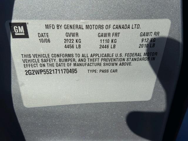 2G2WP552171170495 - 2007 PONTIAC GRAND PRIX Boz foto 10