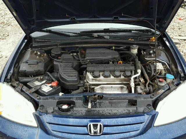 2HGES168X2H919619 - 2002 HONDA CIVIC LX BLUE photo 7