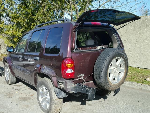 1J8GL58K94W114437 - 2004 JEEP LIBERTY LI MAROON photo 3