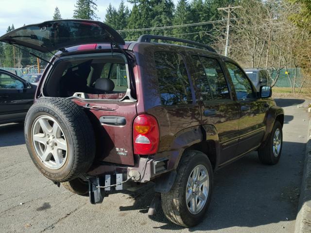 1J8GL58K94W114437 - 2004 JEEP LIBERTY LI MAROON photo 4