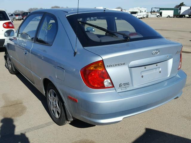 KMHCG35CX5U347344 - 2005 HYUNDAI ACCENT GS BLUE photo 3