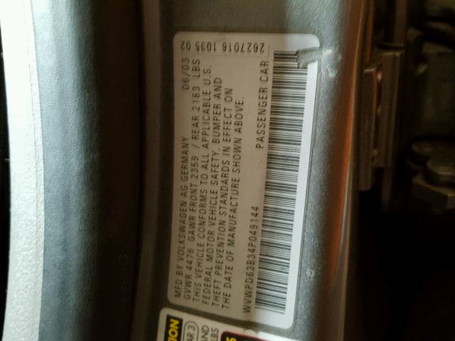 WVWPD63B34P049144 - 2004 VOLKSWAGEN PASSAT GLS SILVER photo 10