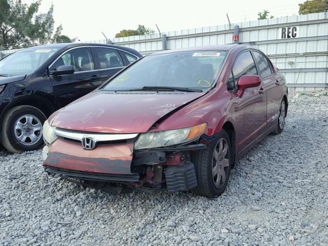 1HGFA16506L074009 - 2006 HONDA CIVIC LX RED photo 2