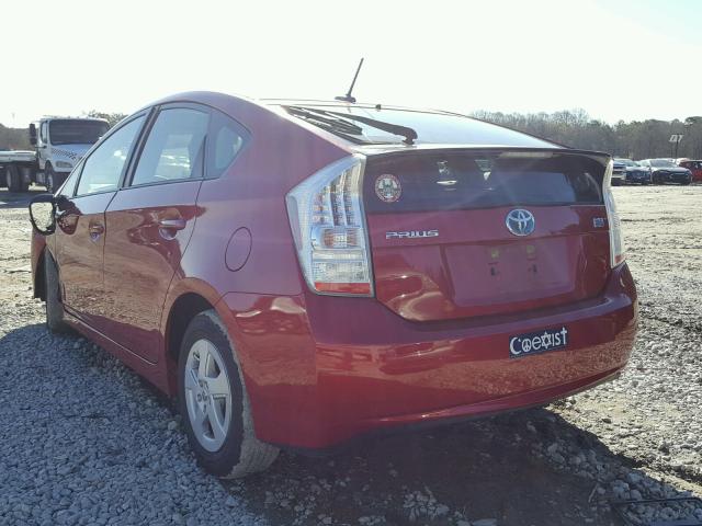 JTDKN3DU8A1271103 - 2010 TOYOTA PRIUS RED photo 3