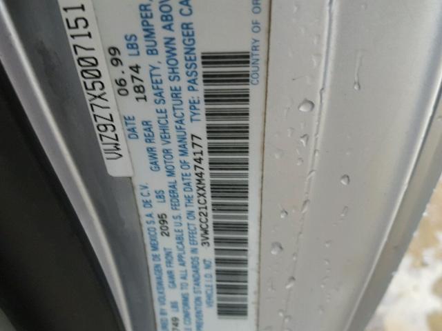 3VWCC21CXXM474177 - 1999 VOLKSWAGEN NEW BEETLE 银色 照片 10